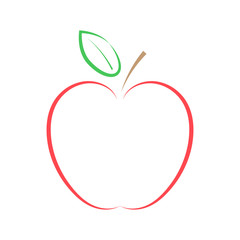 Red apple on a white background. Vector illustration.