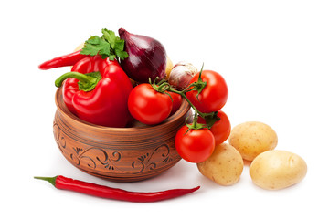vegetables in a clay pot
