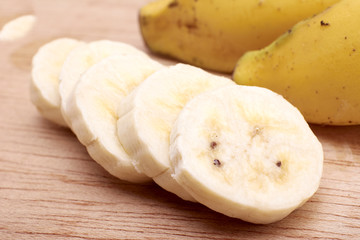 Banana bunch and sliced bananas