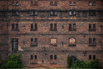 wall of the old factory building of red brick