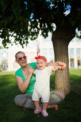 Happy baby end mother