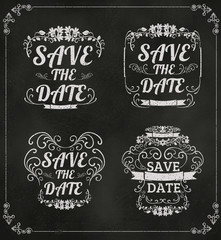 set of vector Save The Date Wedding invitation Card On Blackboar - 79662665