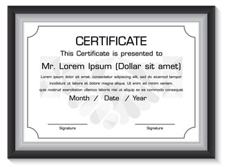 Certificate design template with Black Frame