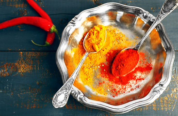 Carry and paprika with chili pepper