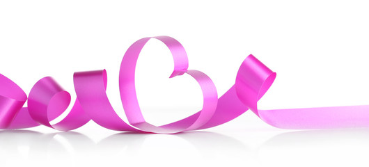 Purple hearts from ribbon isolated on white