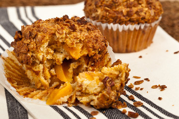 Peach Oatmeal Muffins. Selective focus.