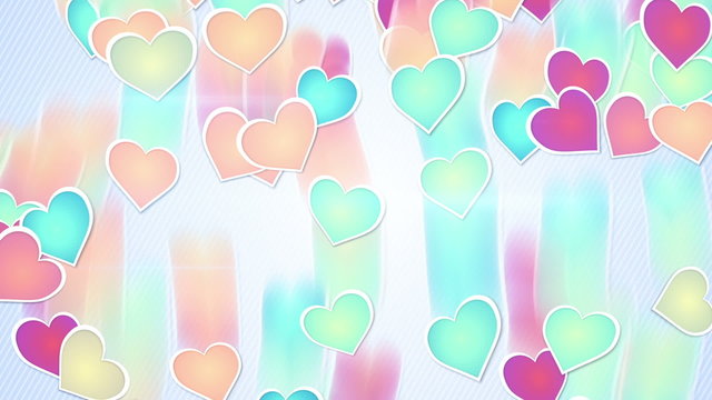 Multicolor hearts falling loopable background