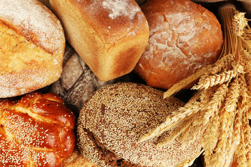 Different bread with ears close up