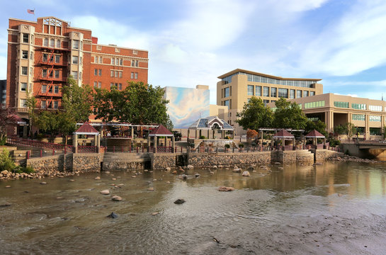 Reno Skyline Along Truckee River, Nevada