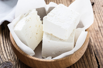 Dairy products on wooden table