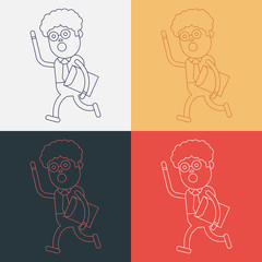 Character illustration design. Businessman going to work cartoon