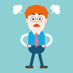 Character illustration design. Businessman angry cartoon