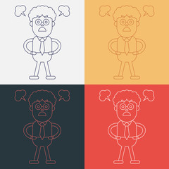Character illustration design. Businessman angry cartoon