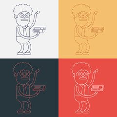 Character illustration design. Businessman busy cartoon