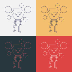 Character illustration design. Businessman having question carto