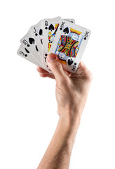 Hand Holding Cards Forming a Straight