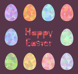 Happy Easter theme. Easter eggs with triangle pattern