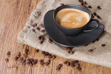 Coffee cup and coffee beans