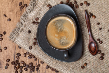 Coffee cup and coffee beans