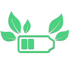 green battery with leaf illustration vector