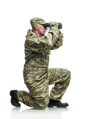 Soldier with binoculars