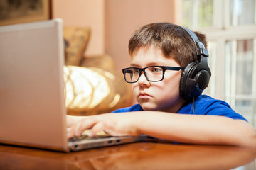 Young boy playing video games