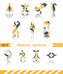 Set of different abstract yellow flat elements