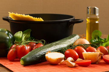 vegetables and spaghetti