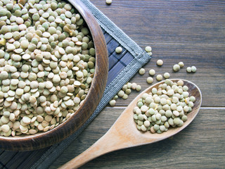 Lentil on wooden background