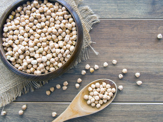 Overhead shot of raw chickpea