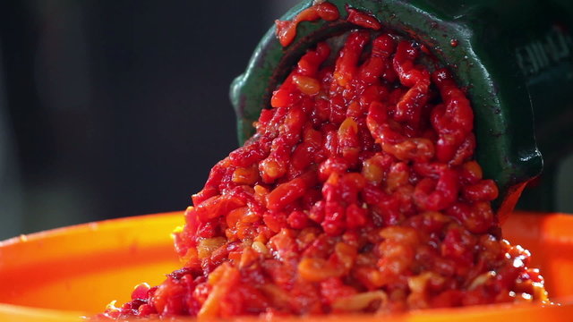 hand grinding paprika clouseup