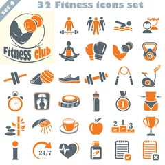 Fototapeten Fitness-Icons Set, Vektor-Set von 32 Fitness-Zeichen. © shapket