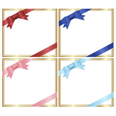 リボン額赤青ピンク水色