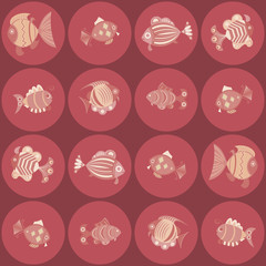 vector seamless pattern with fishes