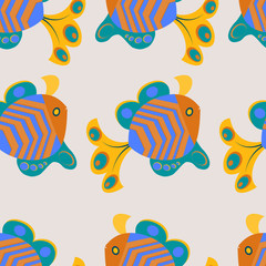 vector seamless pattern with fishes