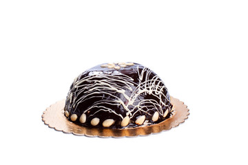Chocolate cake isolated on white background