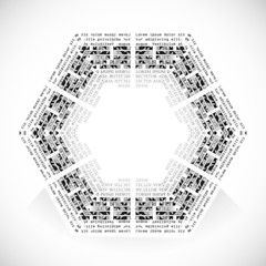 hexagon of fonts with empty space for text icon logo preset