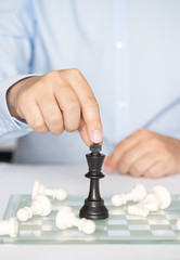 Chess figure, business concept strategy, leadership, team and su