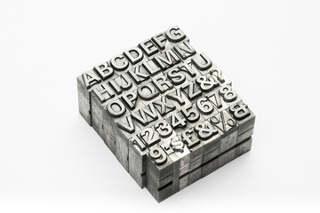 Letterpress - block letter English alphabet and number