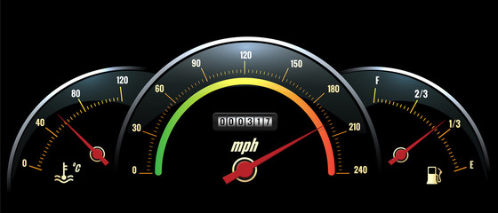 Vector Speedometer. Temperature indicator and fuel