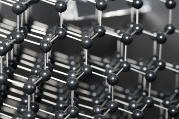 Molecular, DNA and atom model in science research lab