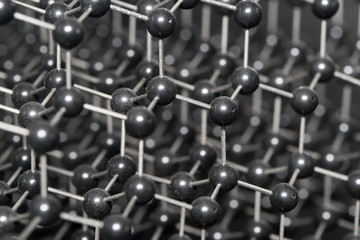 Molecular, DNA and atom model in science research lab