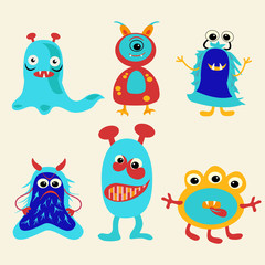 Series of vector cute cartoon monsters - Illustration!