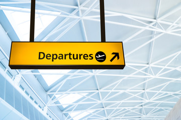 Flight information, arrival and departure board at the airport