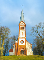Fototapeta na wymiar View on the oldest church, Krimulda, Latvia, Europe