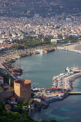 Fototapeta premium Red Tower in Alanya, Turkey
