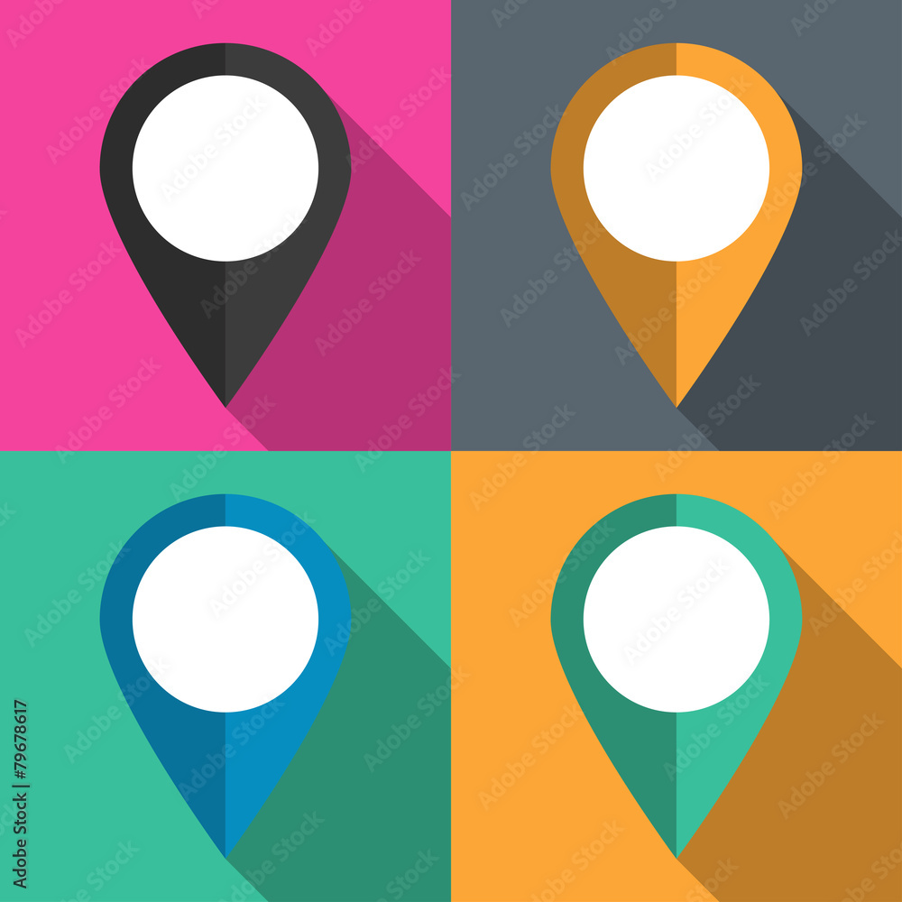 Poster a set of pointers to the map on different backgrounds vector