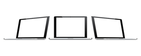 High quality modern screen laptop perspective and ftont view