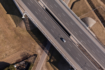 aerial view of highway