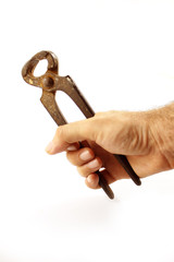 Hand with Vintage pincers